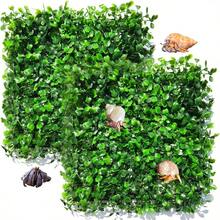 2 PCS Hermit Crab Climbing Toys Faux Grass 10x 10 Inch Turf Hermit Crab Climbing Wall Square Plastic Aquarium Plants Lawn HermitCrabs Supplies Small Animals Cage Accessories - Dark Green - View 2