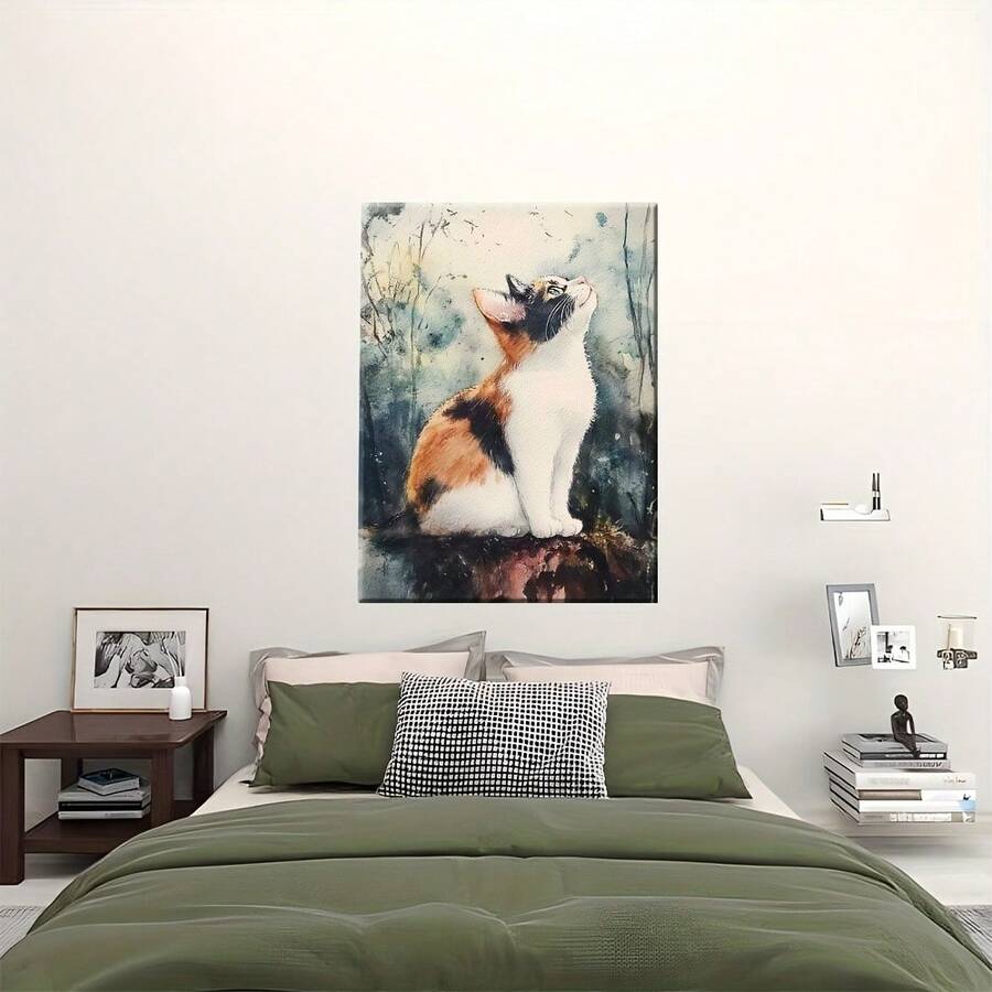 Un elegante póster histórico de lienzo con marco de madera, que muestra a un lindo y gato tabby sentado en un póster de lienzo con marco de madera - Decoración de pared de estilo retro moderno, impermeable, fácil de colgar, adecuado para sala de estar, dormitorio, oficina en casa - Idea de regalo únicacuadros decorativos para sala,poster,con marco,posters,cuadros para la pared ,marcos para cuadros,cuadro,virgen de guadalupe,salas - transparente - Ver 1