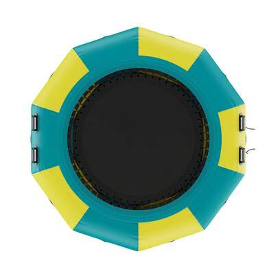 Trampolín acuático inflable de 10 pies para uso recreativo, plataforma de natación portátil con escalera de 3 escalones y bomba de aire eléctrica, trampolín flotante para niños y adultos para piscina, lago y deportes acuáticos