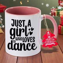 Just A Girl Who Loves To Dance White Ceramic Coffee Mug With Black Text & Heart Design - Non-Slip Round Cup, Hand Wash Only, Perfect Gift For Couples, Christmas, Thanksgiving, For Home Office, Dining Room - Unique Winter Theme, Holiday Gift Item - Green - View 8