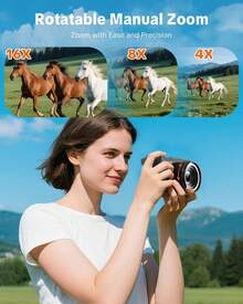 W&O Digital Camera For Photography,4k Camera With Ring Light,180° Flip Screen Camera For Vlogging With Beauty Mode,Point And Shoot Digital Cameras For Beginner With SD Card - Camera 4K màu đen - Xem 5