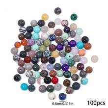 100-300 hạt đá tự nhiên màu ngẫu nhiên tròn có lỗ, hạt pha lê mã não rời dùng làm đồ trang sức, phụ kiện DIY - Màu sắc ngẫu nhiên - Xem 7
