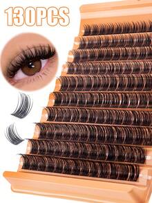 120pcs Separate Curled False Eyelashes, Curl Length 10-16mm. This Is A Mixed Style DIY Eyelash Set, Creating A Natural, Lengthening, Volumizing And Long-Lasting Makeup Look. Suitable For Beginners, Can Be Used At Home Or Outdoors, Applicable For Daily Life, Parties, Music Festivals And Various Occasions. - Coral Orange - View 3