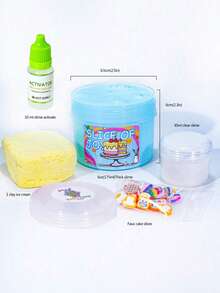 6oz Arcilla hecha a mano DIY Slime, Modelado con tema de pastel, Textura suave y burbujeante, Juguete antiestrés estirable y apretable - Azul - Ver 2