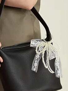 Y2K 可爱简约时尚串珠珍珠蝴蝶结，蝴蝶结丝带，多功能 DIY 钥匙扣/包包挂件套装，适合情侣、女士、女孩和闺蜜日常外出佩戴。是节日礼物和情人节礼物的理想之选。