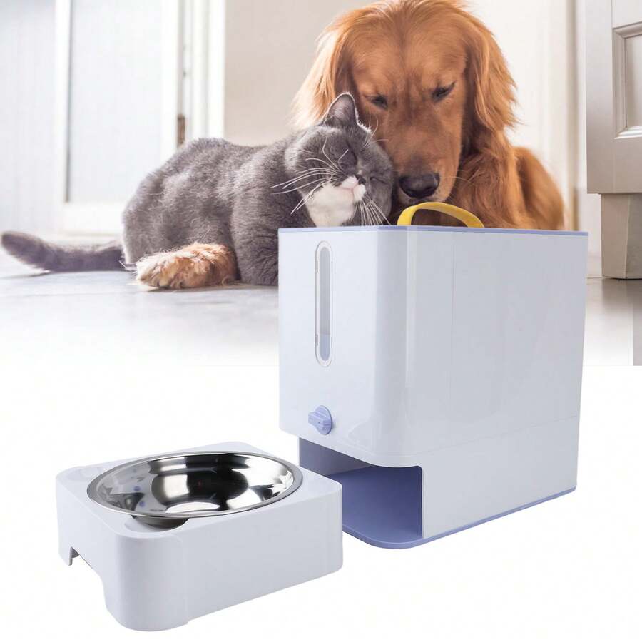 Caja de almacenamiento de comida para mascotas con recipiente de acero inoxidable, contenedor multifunción de gran capacidad para golosinas para gatos y perros. - 2L - Ver 1