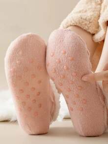 1 Pair Personalized Funny Floor Socks, Unisex Autumn/Winter Plush Thickened Slipper Socks, Cozy Fleece Socks, Suitable For Daily Home, Sleeping, Funny - Multicolor - View 10