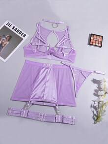 Women Sexy Lingerie Set Mesh Lingerie With Garter Exotic Lingerie Set With Choker