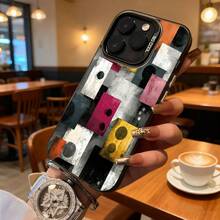 Funda de Teléfono Transparente con Patrón Abstracto Colorido y Diseño de Círculo para iPhone 14 Pro Max  Galaxy S23 Plus, Regalo Ideal para Todas las Estaciones - Plateado - Ver 3