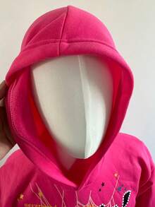 Hip Hop Spider Grid Letter Printed Graphic Hoodies Men's Clothing Winter Outfits Men Hooded Sweatshirt Y2k Clothing Pullover Women's Sweatshirt - 玫紅色衛衣 - 查看 4