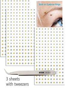 3 Sheets Fake Piercings, Fake Nose Ring, Fake Eyebrow, Lip Ring, Labret Studs & More - Adhesive Face Jewelry,Comes With A Bonus Pair Of Tweezers