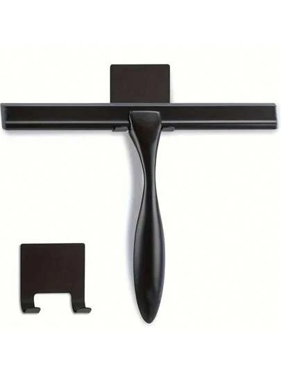 1pc Matte Black Multi-Purpose Shower Squeegee, Silicone Glass Cleaning Scraper For Shower Door Mirror Window Car Glass Snow Removal & Film Installation Tool