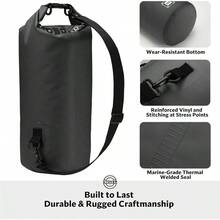 STOVER - Bolsa impermeable unisex de 5/10/25/30/40/55 L, mochila pequea, ligera, con cierre enrollable y funda para telfono, para kayak, viajes, senderismo, pesca, tubing, campamento y playa negro - 10L + 10L Negro - Ver 4