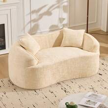 VelacasaBoneless Loveseat Sectional Sofa For Small Spaces – Modern Luxury Plush Chenille Curved Cloud Design, Extra Deep Seat, 2 Throw Pillows, No Assembly, Sectional Couches For Living Rooms, - Màu be + Mút + Lò xo + 2 chỗ ngồi + Tối giản - Xem 10