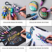 48/24/12 Colors Dual Tip Acrylic Paint Markers Set, Quick Drying & Fade Resistant, Ideal For Painting, Illustration, Crafts, Coloring Books, DIY Projects On Paper, Fabric, Wood, Stone, Plastic, Glass, Pumpkin, Metal And More, Great Gift For Students And Adults, Suitable For Easter, Thanksgiving, Halloween, Christmas