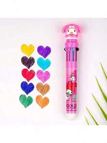 12pcs/Set Sanrio Series Acrylic Gel Pens - Yuguigou, Kulomi, Mileti, Hapag, Hello Kitty - Cute Cartoon Character Retractable Medium Point Pens, Suitable For Office & School Supplies - Multicolor - View 19