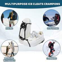 4/2 Pieces Ice Cleats With 8 Spikes, Stainless Steel Studs, Winter Outdoor Anti-Slip Traction Device, Suitable For Walking, Hiking, And Mountaineering, Anti-Slip Ice Grippers - Anti-Ice Device, Suitable For Hiking, Ice Climbing, Hunting, Running, And Winter Walking - Compatible With Ski Boots/Regular Shoes - Suitable For Snow, Ice, And Rocky Terrain