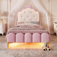 Kids Bed Frames, Headboards & Footboards - Pink + PU + 90cm*200cm - View 3