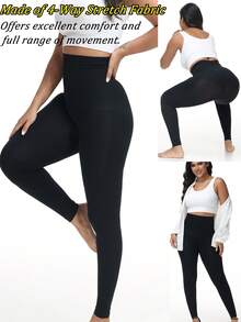 Anti Cellulite Women High Waist Tummy Control Leg Shaping Abdomen Compression Leggings Thigh Slimmer Slimming Body Shaper Sculpting Shapewear Butt Lifting Black Pants Skinny Stretchy - 黑色 - 查看 9