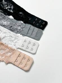 4pcs/Set Women's Lace Patchwork Bra, Detachable Straps, Half Cup Wireless Design, High Support Thick Padding, Floral Lace Detail, Suitable For Daily Wear, Pair With Wedding Dress And Strapless Tops - Multicolor - View 9