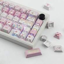 PBT Keycaps - Side Printed Keycap Set With 136 Keys For Cherry Profile Mechanical Keyboards Featuring Shine Through Meow Meow Squad Design Ideal For Gaming And Typing Environments Enhances Aesthetic Appeal And Durability On Cherry MX Switches - Đội MeowMeow - Xem 2