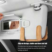 Soportes para anteojos de sol para coche, soporte magnético para anteojos para coche, colgador de piel y clip para tarjetas de boletos, accesorios interiores de automóvil, universales para SUV,(Beige) - Multicolor - Ver 7