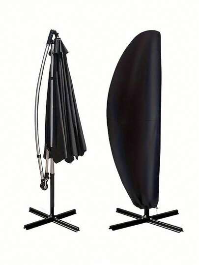 1 pieza Funda gruesa para sombrilla de patio, Funda para sombrilla resistente al agua y a los rayos UV para exteriores, Funda para sombrilla de mercado, Funda protectora a prueba de polvo, Funda para sombrilla de sol para exteriores, Duradera, fácil de usar y protectora - Negro
