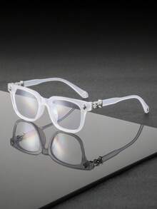 1 Pair Men's Plastic Frame Square Retro Minimalist Versatile Fashion Glasses, Suitable For College Lectures, Debates, Student Meetings, Interviews, And Conferences