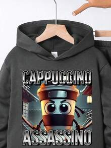 Toddler Boys' Cartoon Print Hoodie And Sweatpants Set - Dark Grey - View 3