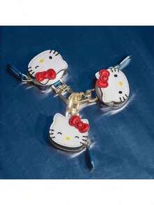 1 件装，三丽鸥 Hello Kitty 钥匙扣 - 可爱红色蝴蝶结，黄色鼻子，PU 皮革金属扣，耐用时尚女式配饰，情人节礼物，生日及日常使用，趣味设计，精细缝制