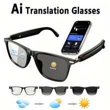 AI Translation Smart Color-Changing Glasses, Support Over 100 Languages Real-Time Translation, Unisex Translation Smart Glasses, ChatGPT System, IP67 Waterproof, Brand New Multi-Functional Audio Glasses