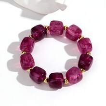 1件套彩色透明亚克力几何串珠弹力手链，时尚CCB圆形串珠可叠戴手链，适合女性日常佩戴及派对首饰礼品 - 串珠手鍊 - 查看 22