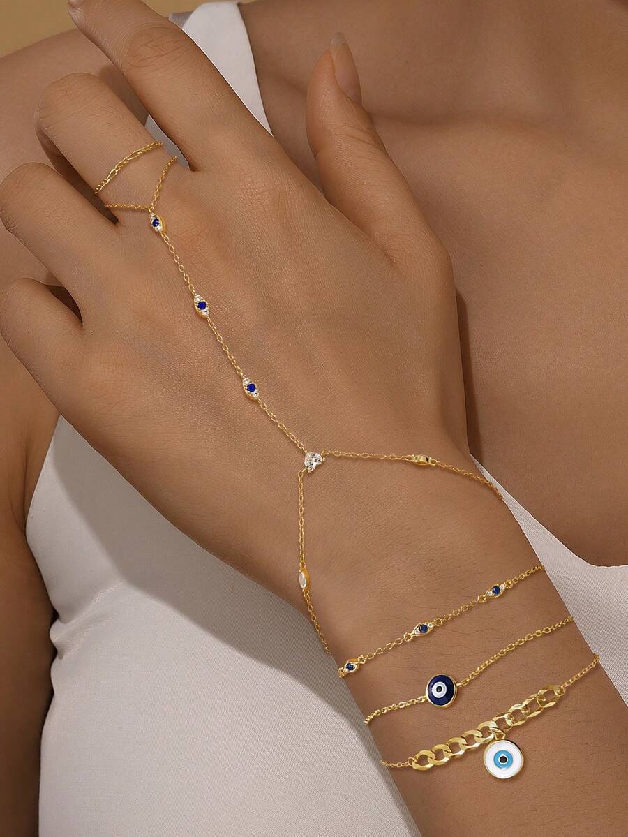 1 Vòng tay bạc Sterling 925 thời trang đính đá mắt quỷ Zirconia không gây dị ứng Bạc nguyên chất Thích hợp cho phụ nữ dùng hàng ngày, hẹn hò, đi nghỉ, đám cưới, tiệc tùng, quà tặng ngày lễ - Vàng - Xem 1