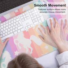 Colorful Star Unicorn Desk Pad, Leather Desk Mat For Girls Women, Rainbow Cute Desk Accessories Kawaii Office Décor, Waterproof Non-Slip Large Writing Mat For Kids 31.5"X15.7" - ColorK - 查看 4
