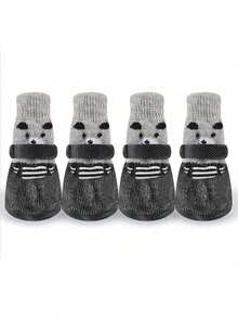 4 szt./zestaw wodoodporne buty dla psów i kotów, zimowe buty dla zwierząt, przeciwdeszczowe buty dla psów dla małych psów, antypoślizgowe, antypoślizgowe buty dla szczeniąt, czarne