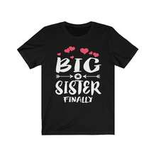 Camiseta "Por fin hermana mayor", regalo para hermana mayor, camiseta de regalo para anunciar hermana mayor - Negro - Ver 1