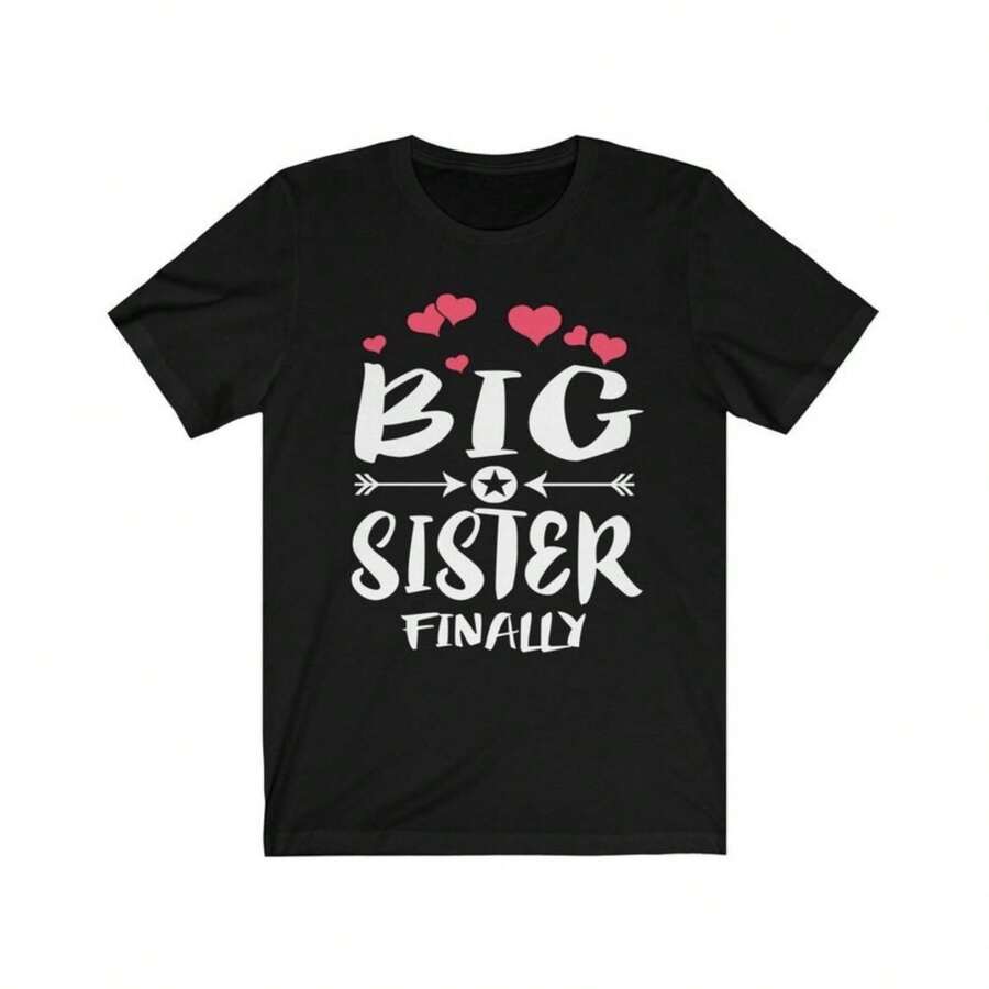 Camiseta "Por fin hermana mayor", regalo para hermana mayor, camiseta de regalo para anunciar hermana mayor - Negro - Ver 1
