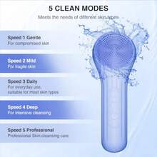 XAPY 5 Modes Silicone Face Scrubber Of Face Scrubber Eolia For Men And Wen Rechargeable Electric Facial Cleansing Br For Deep Cleansing Eoliating Mas Blue - Màu xanh lam - Xem 2