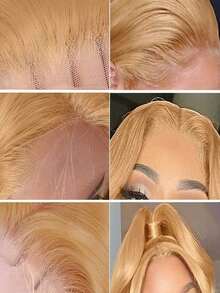 Synthetic Lace Front Wig Honey Blonde Water Wave Lace Frontal Wig 13x4 HD Long Body Wave Blonde Glueless Wigs For Women Suitable For Everyday Wear Heat Resistant Hair For Daily Or Events With Natural Density - 金髮女郎 - 查看 6
