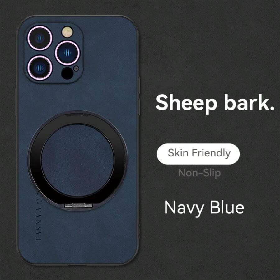 Navy Blue Premium Business Shock-Proof Anti-Fingerprint PU Leather Texture 270° Rotating Stand Phone Case, Compatible With IPhone 17/ Galaxy / Honor / OPPO / Redmi / Infinix - Navy Blue - View 1