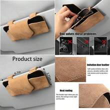 Soportes para anteojos de sol para coche, soporte magnético para anteojos para coche, colgador de piel y clip para tarjetas de boletos, accesorios interiores de automóvil, universales para SUV,(Beige) - Multicolor - Ver 1
