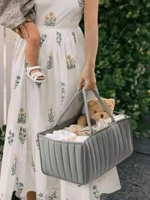 1-częściowa torba na pieluchy dla niemowląt, duża torba dla mamy, wysokiej jakości torba na pieluchy dla niemowląt, torba do szpitala położniczego, wodoodporna torba na pieluchy, jednokolorowa torba do przechowywania pieluch w pionowe paski - Wielokolorowe - Zobacz 2