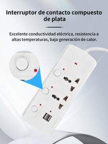 4 Pieza Regleta de 4 en 1 con 2 puertos USB, 2 tomas de corriente AC. 110V-220V,2000W, un enchufe de pared, fácil de transportar,Extensión Eléctrica Multicontacto,adaptador de regleta para el hogar y la Oficina,adecuado para uso doméstico, oficina y viajes. - 4 piezas - Ver 5