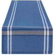 DII 100% algodón, Lavable a máquina, Mantel Individual a Rayas francesas para cenas, Verano y picnics Aire Libre, Franjas Negras, Table Runner - 14 x 108, 1(azul Chambray Table Runner, 14x108") - Multicolor - Ver 1