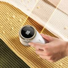 USB Powered Adjustable Electric Lint Remover - Powerful Motor, USB-C Fast Charging, Portable Fabric Shaver For Sweaters, Clothes, Furniture, Carpets, Bedding - Includes Cleaning Brush, Essential For Home & Travel Laundry - White & Rose Gold Decorative Design, Compact & Efficient, Stylish Storage Solution. - Digital Display Upgrade - View 5