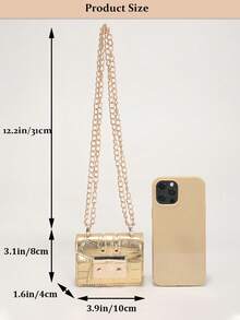 Gold Mini Crocodile-Embossed Chain Shoulder Bag/Crossbody Bag With Adjustable Chain Strap, Compact Evening Clutch For Women, Luxury Small Shoulder Bag For Parties, Travel Accessories, Date Nights And Special Events, Fits Lipstick, Keys And Essentials In Premium Metallic Finish,The Best Gift Choice, Birthday Gift, Christmas Gift[US Local Warehouse] - Multicolor - View 10