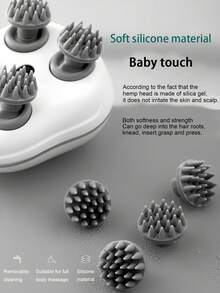 PinkSings 电动头皮按摩器，Brenth头部按摩器，配备4个按摩头和84个按摩节点，防水可充电手持式头皮按摩器，男女皆宜的礼物