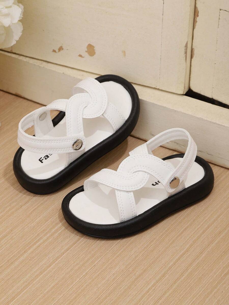 1 Paio di Sandali Casual per Bambini con Suola Morbida e Punta Aperta, Scarpe per Bambini Piccoli Antiscivolo - Bianco - Visualizzare 1