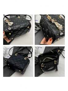 Bolso Bandolera Elegante Y Sofisticado Con Bordado De Rombos #61878 - Rojo - Ver 5