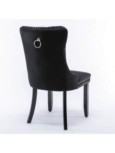 Nikki Collection Modern, High End Tufted Solid Wood Contemporary Fluwelen Upholstered Dining Stoel Legs Nailhead Pcs Set, Beige, DE2001BG view 6